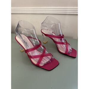 Vintage Sacha London Hot Pink Jelly Lucite Heel Y2K Sz 7.5